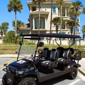 A beautiful black color golf cart for VIPs