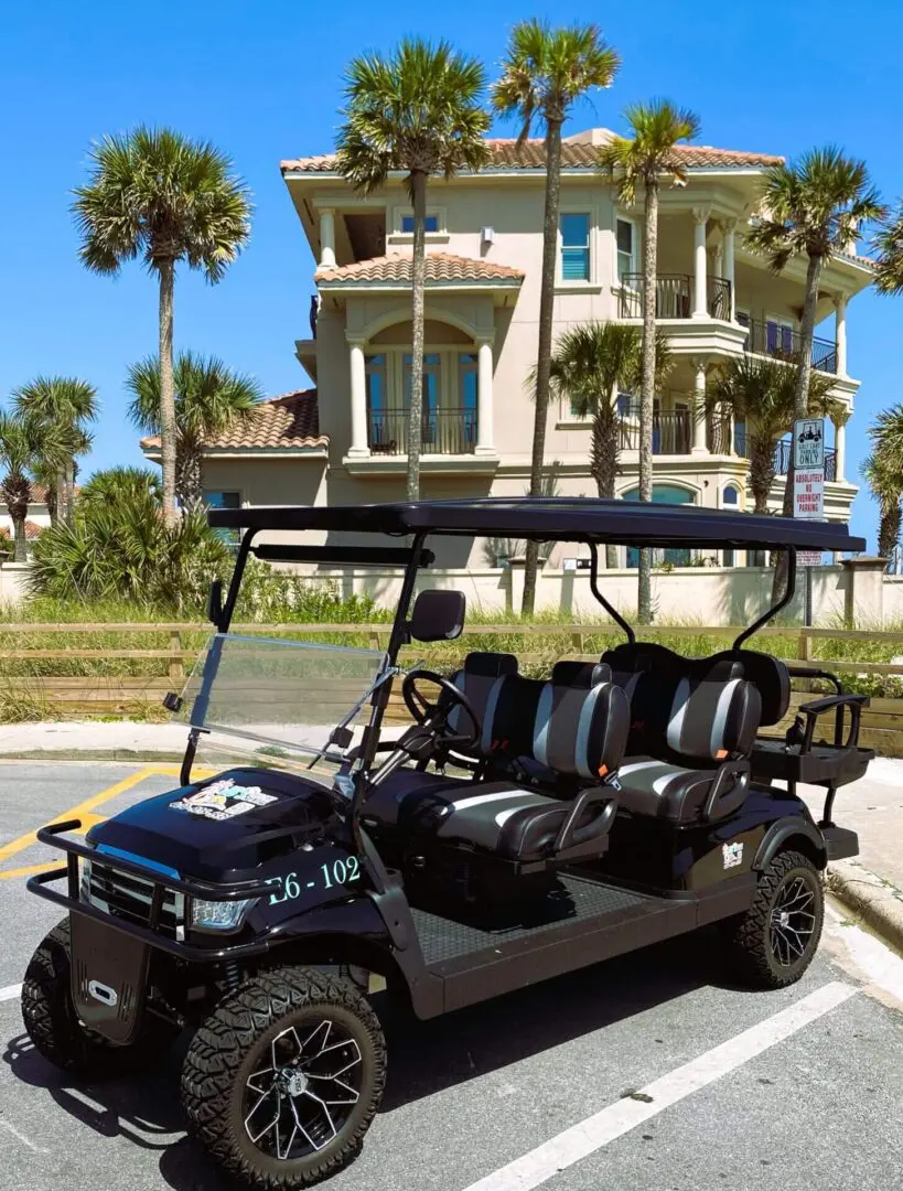 A beautiful black color golf cart for VIPs